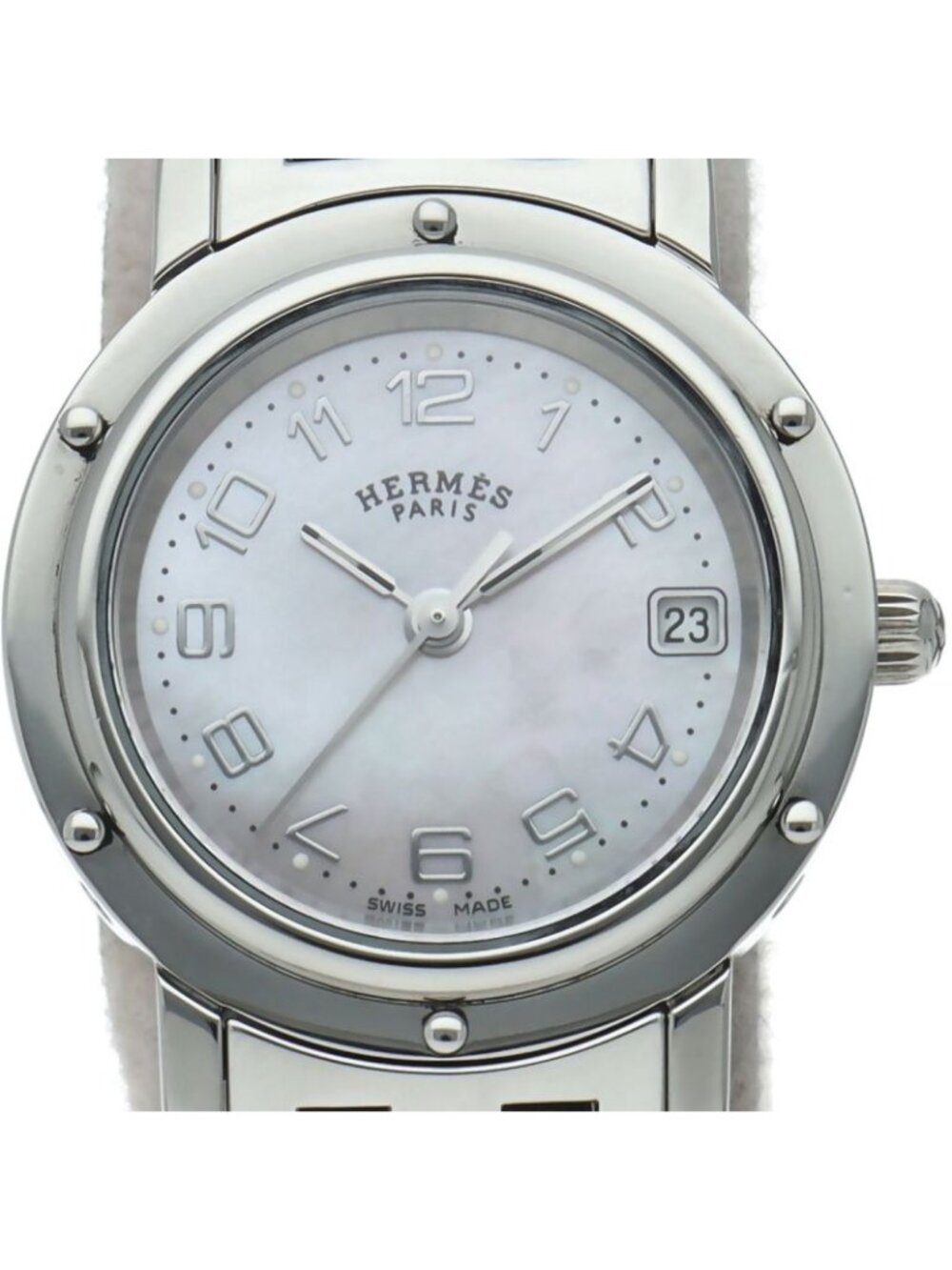 Hermes Cles Watch Shell SS Pink Polished